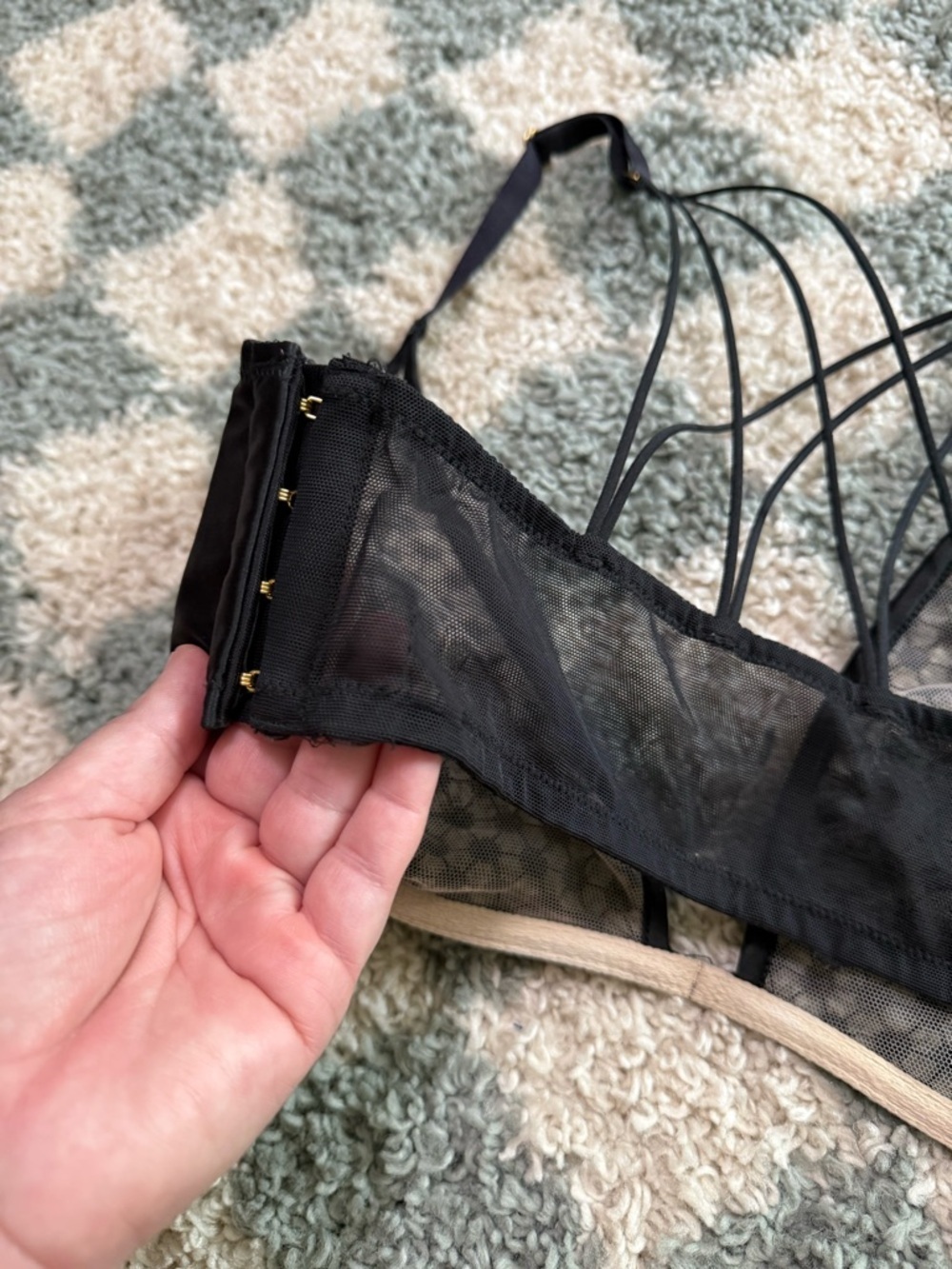 VICTORIA'S SECRET Starburst Unlined Plunge Bra Semi Sheer Black Mesh Size 36D - Picture 9 of 11